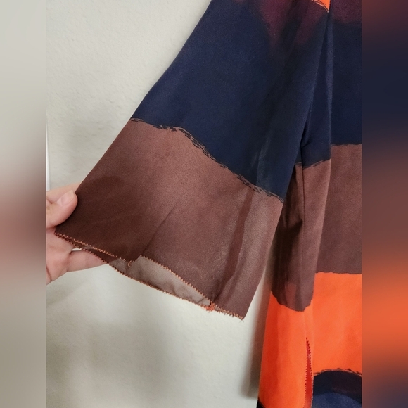 Umgee Sheer Striped Tunic Blouse Top Size Medium - Picture 3 of 6